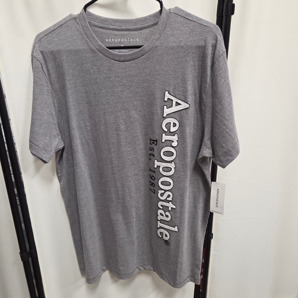 Aeropostale Mens Graphic Tee Gray Heather Short Sleeve Logo T-Shirt Size M New